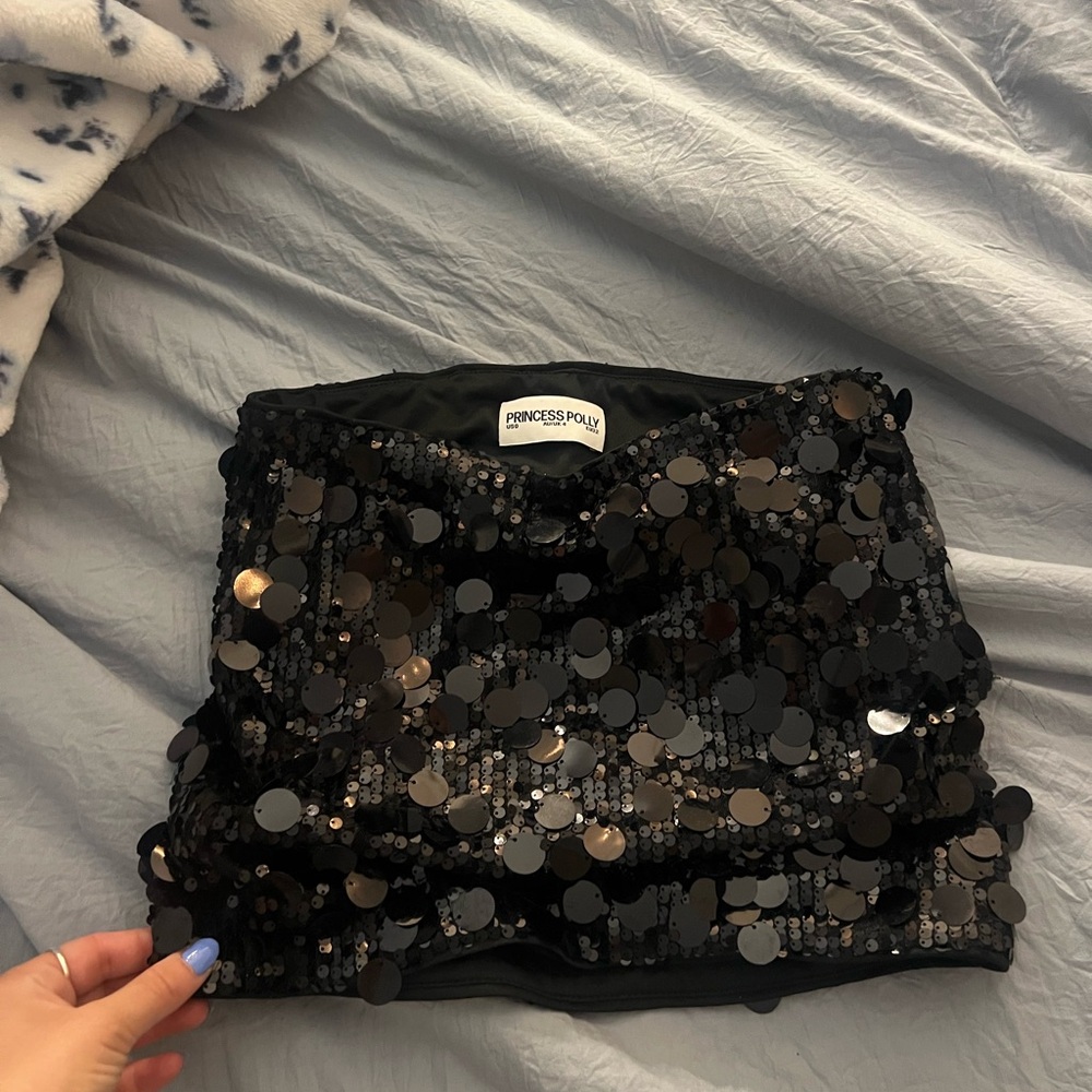 Princess Polly Black Sequin Mini Pencil Skirt